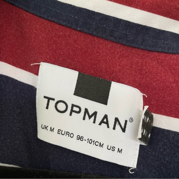 Topman Navy, Maroon, and White Striped Viscose Shirt - Men’s Medium - Picture 8 of 10